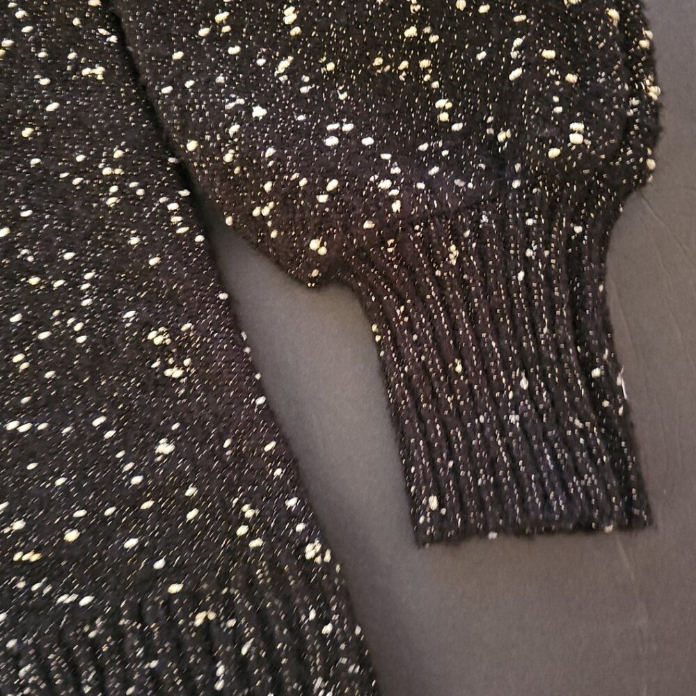 Anne Klein women's sweater M medium black & White Speckled long sleeves - Picture 2 of 3